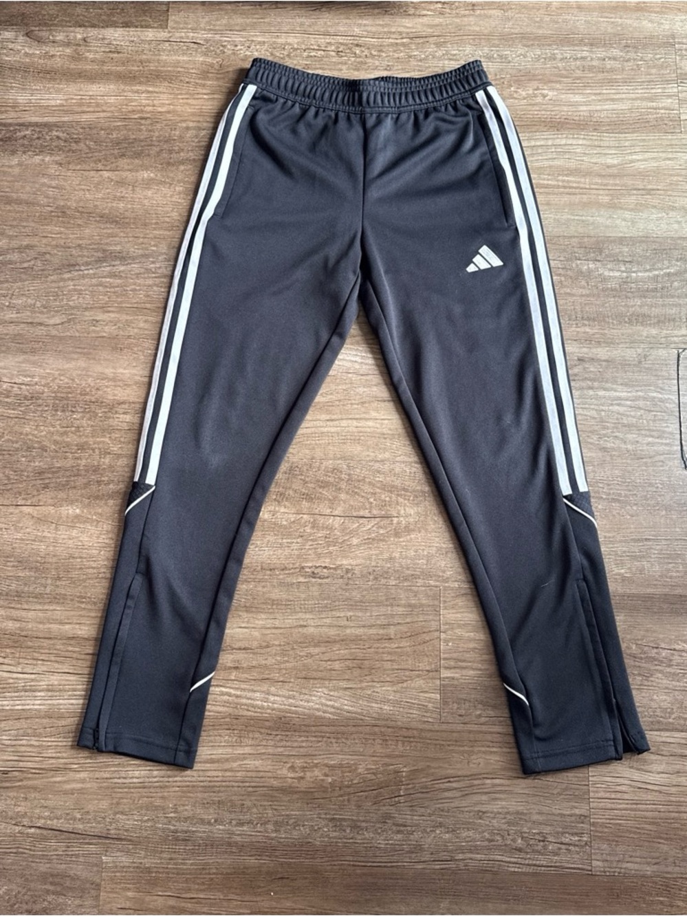 adidas Black Track Pants with White Side Stripes